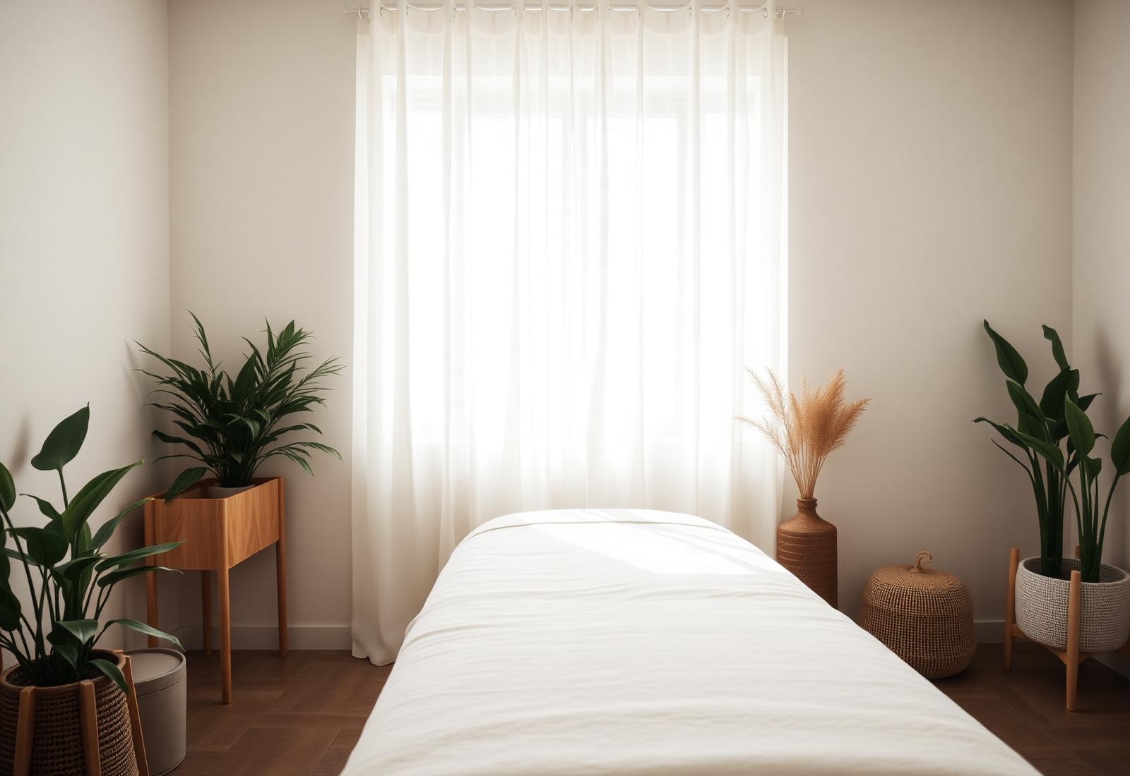 Calm treatment room with natural light
